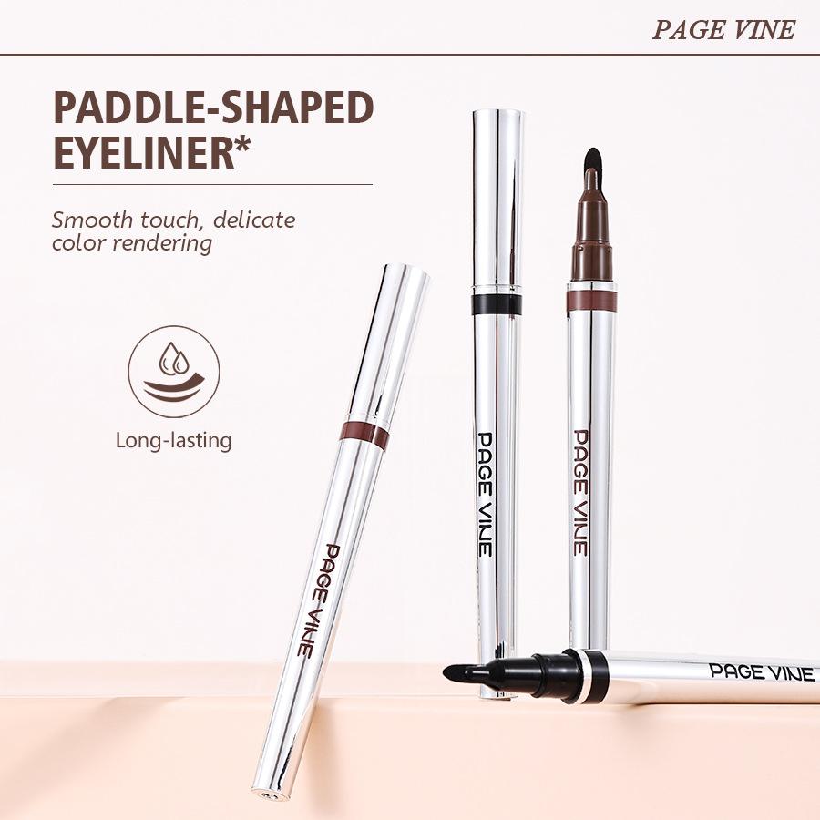 Liquid Silver Eyeliner Gel Pen Dries Quickly Waterproof Long-lasting Smudge-resistant Smooth Paddle Shaped Pen Tip