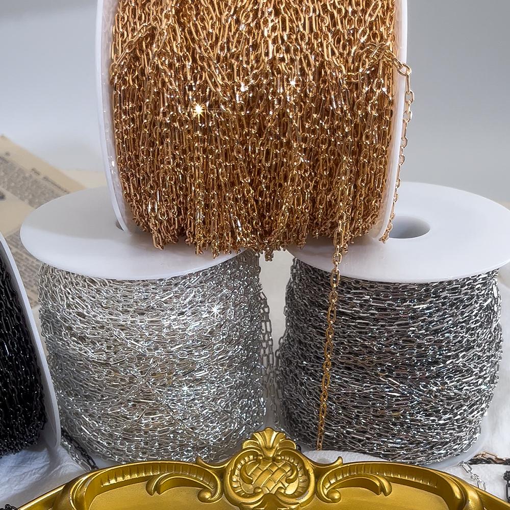 2M 1M 0.5M Geometric Long Circle Cross Oval Link Chain Copper Bulk Chains Bracelet Handmade Necklace Jewelry Making DIY Supplies