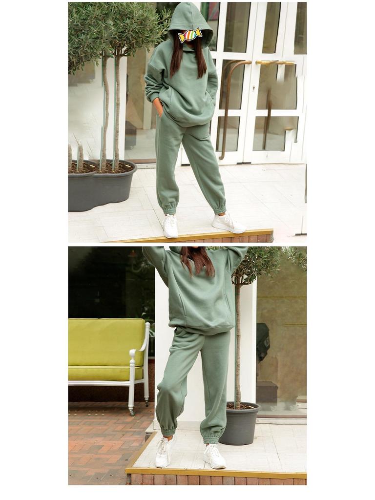 Damska bluza oversize z podszewką z polaru i casualowy zestaw sportowy na jesień/zimę