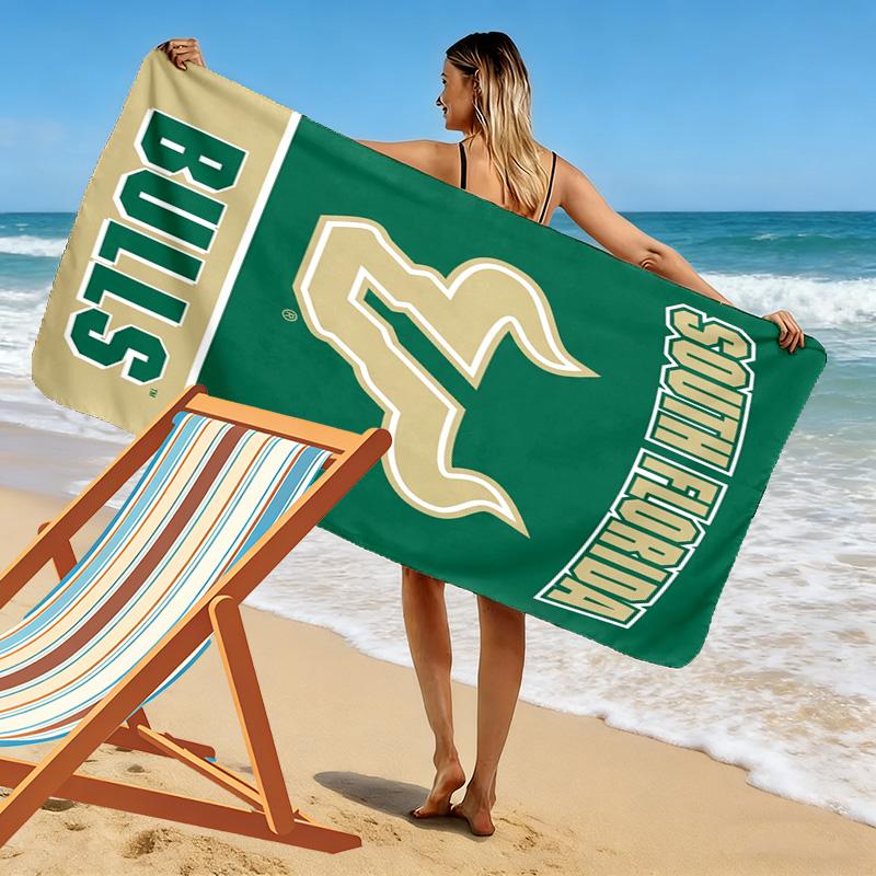 South Florida Bulls Print Beach Towel, Large Soft Quick Dry Towel for Beach Camping Swimming