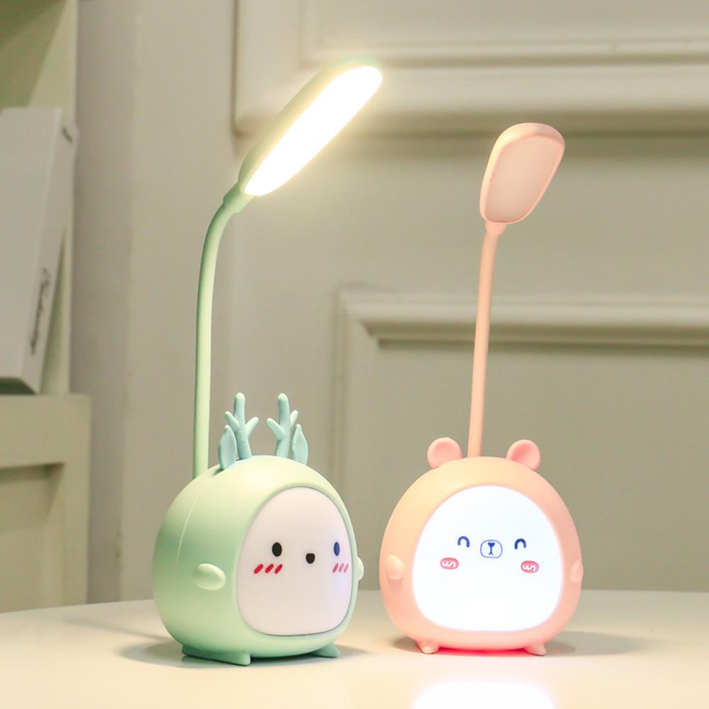 Portable LED Table Lamps 3 Lighting Modes Cartoon Deer Eye Protection USB Charging Reading Desk Light Night Light