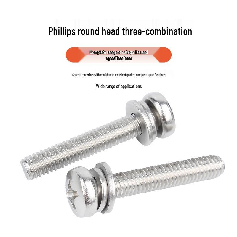 316 Stainless Steel Phillips Round Head Screw and Washer Set (M2-M8 Series)