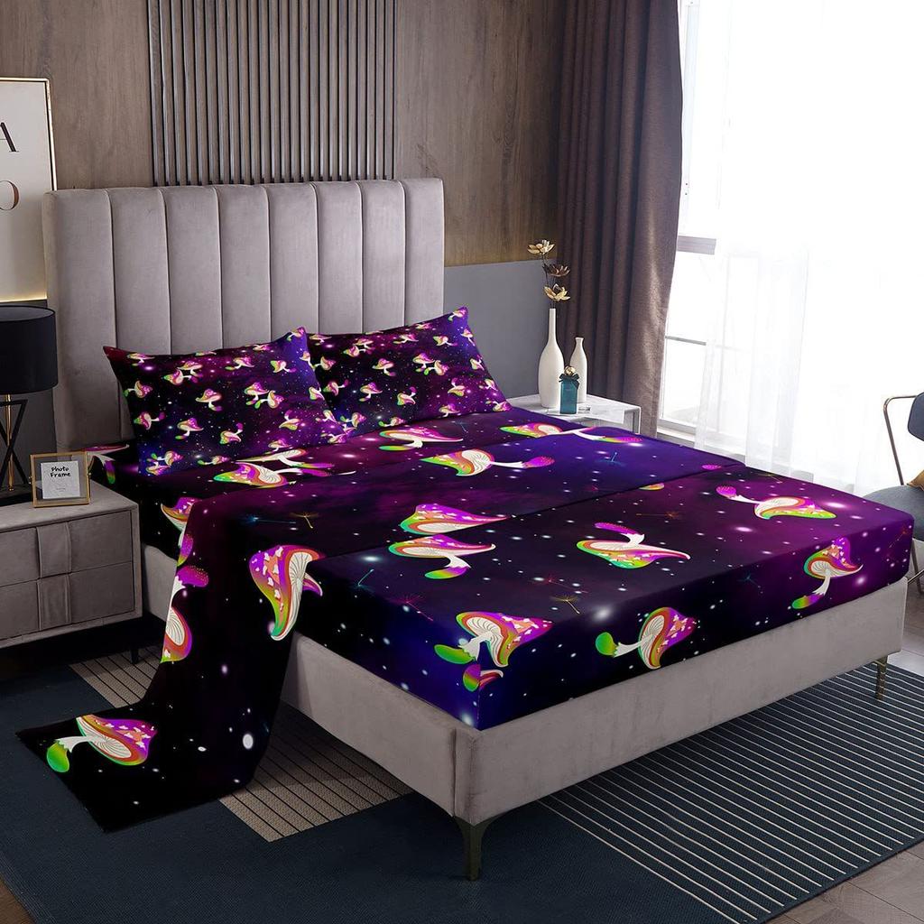 Color Cartoon Unicorn Pattern Bed Hat Four-Piece Bedding Set Bedroom Dormitory Bedding Decoration