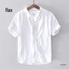 Men's Short Sleeve Loose Fit White Linen Shirt - Casual Summer Cotton Jacket