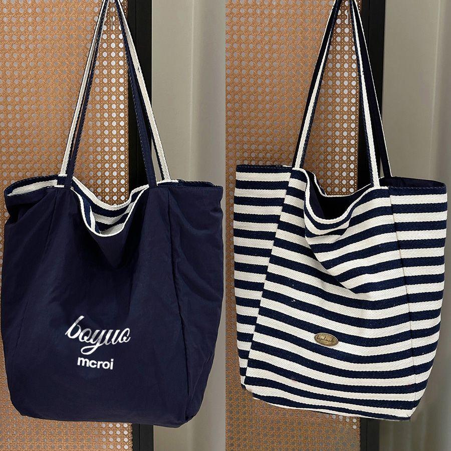 

JIAERDI Retro Red Striped Canvas Bag For Women 2025 New Trendy Large Capacity Tote Bag Purse Ladies Vintage Shopping Handbag New 25X34X14CM синий