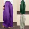 Women Pants Mid Waist Loose Fit Solid Color Wide Leg Lady Trousers for Daily Wear
