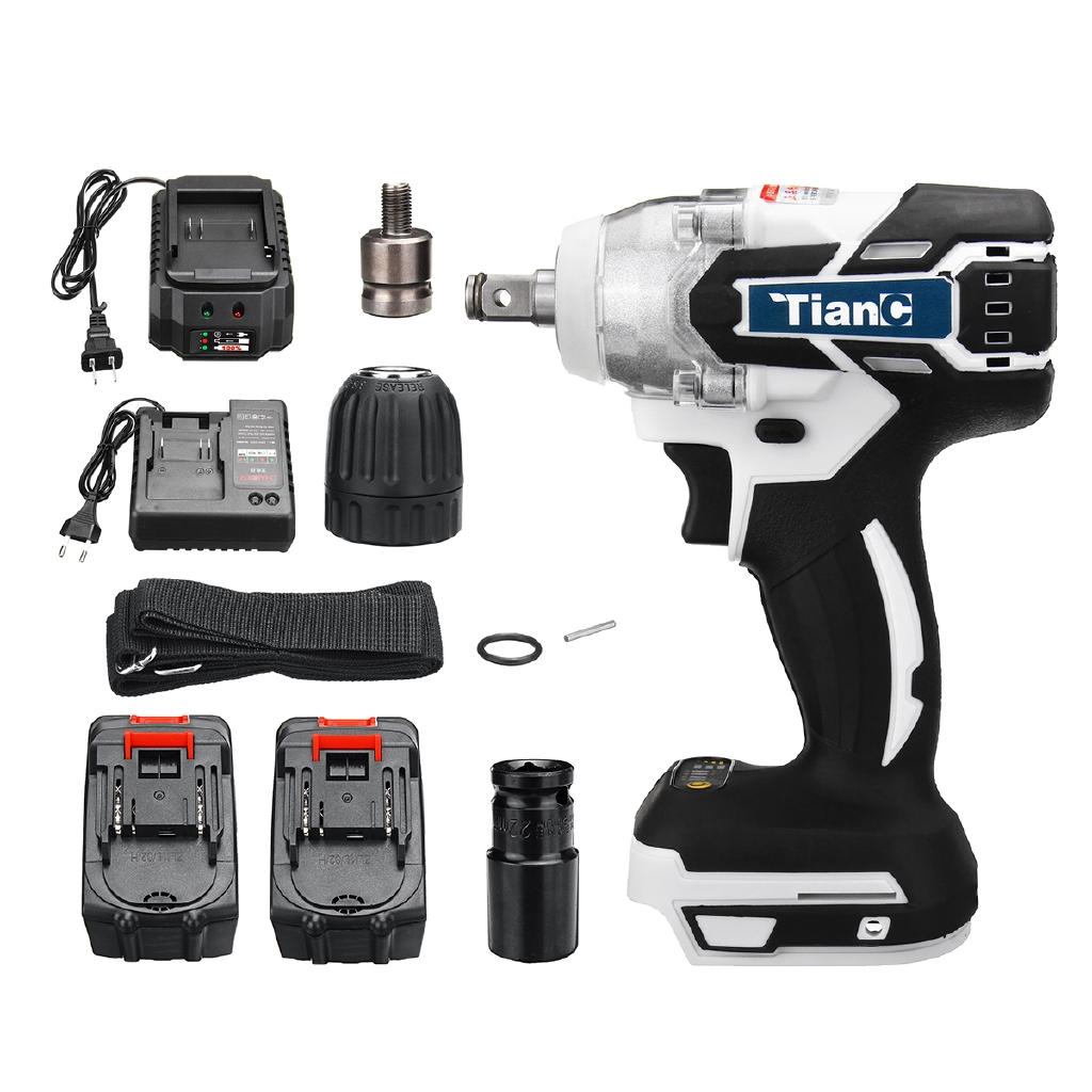 1280W 3 IN 1 Electric Brushless Cordless Hammer 520NM Wrench Drill Rechargeable Screwdriver Impact Drill with Battery