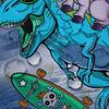 Funny Dinosaur Shower Curtain Set – Cute Unicorn Riding Dinosaur With Rainbow, Galaxy Space Design For Kids & Teens, With Hooks