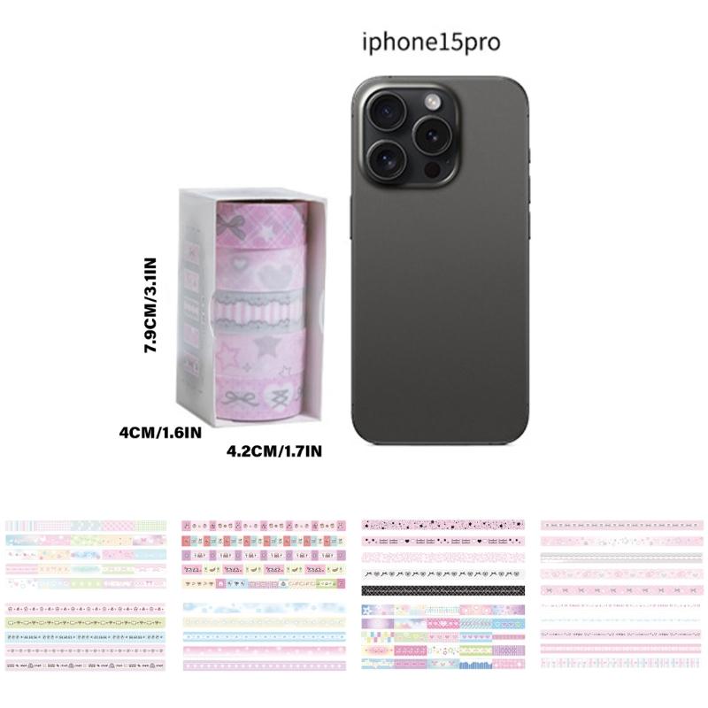 5Pieces Sweet Themed Washi Tape Rolls Creative Decorative Tape Stickers for Journals And Handmade Projects Craft Supply