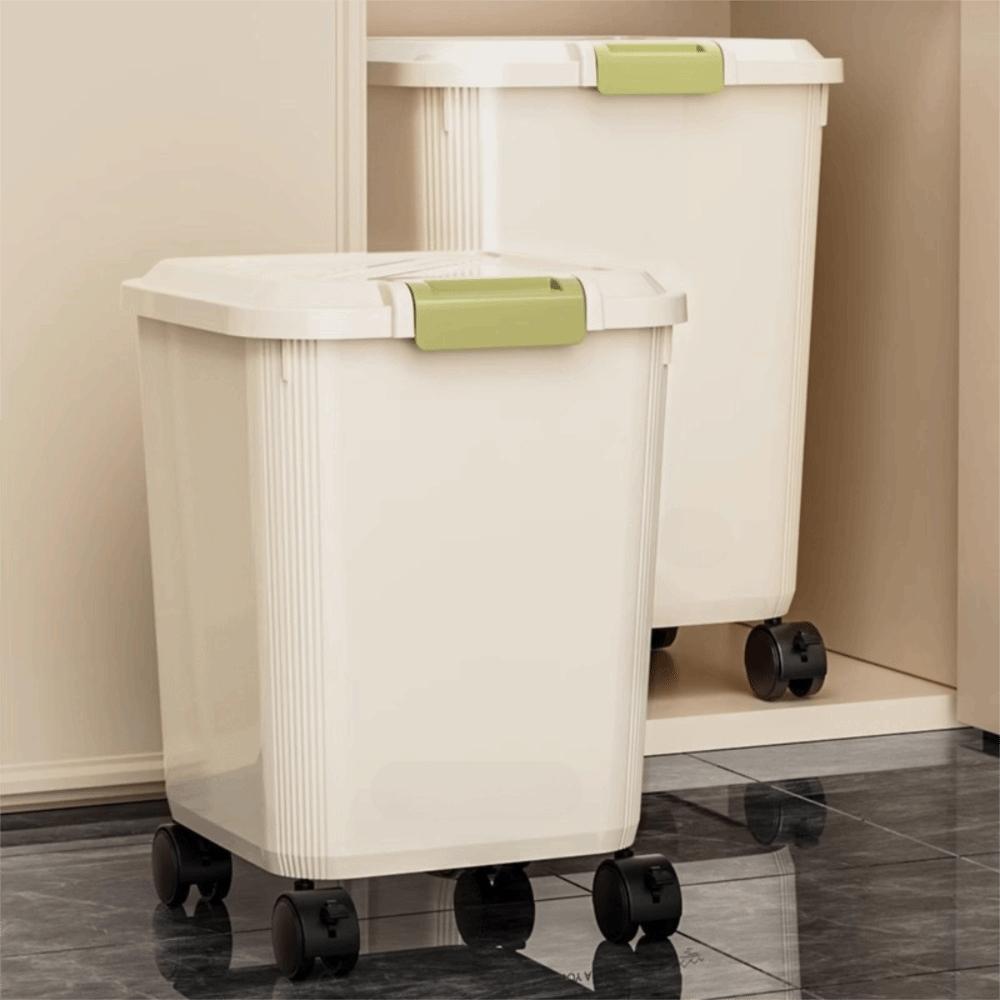 Insect Proof Pet Food Container with Wheel Rice Dispenser Durable Pet Food Storage Jar Flour