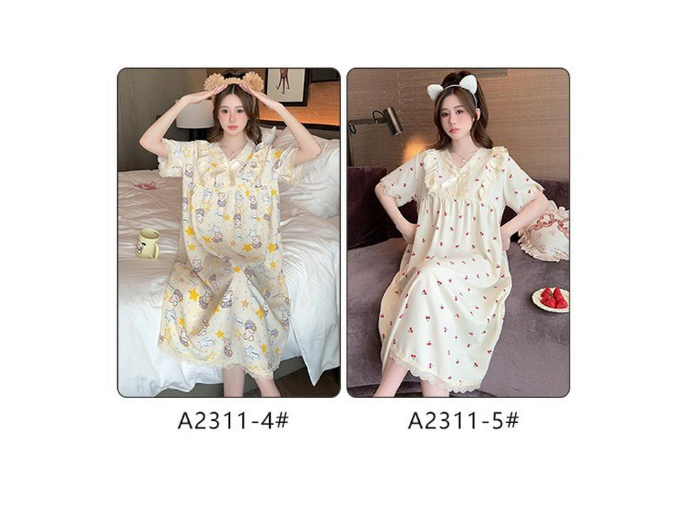 Lindo Camisón de Verano para Mujer Estilo Princesa de Dibujos Animados, Talla Grande, Manga Corta, Largo Medio