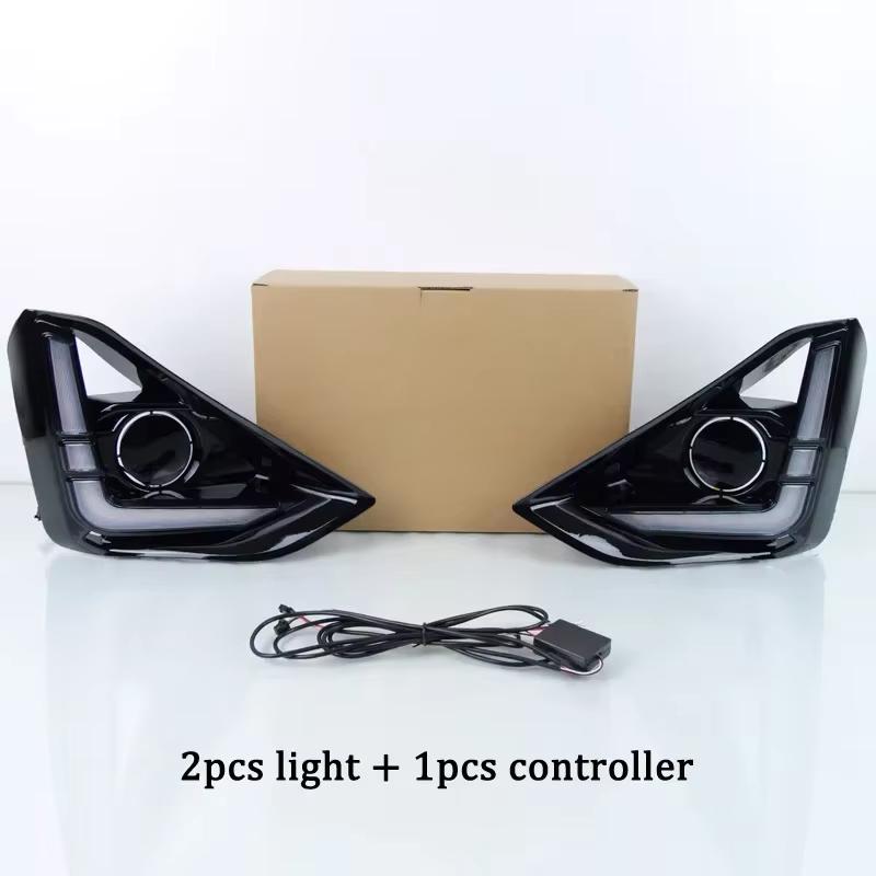 

2 PCS DRL For Isuzu D-Max 2024 2025 Dynamic Turn Signal Car DRL LED Daytime Running Light LED Fog Lamp White+Yellow Light