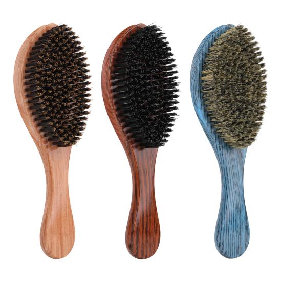 Boar Bristle Hair Brush Short Long Thin Thick Straight Curly Wet Dry Hair Comb with Ergonomic Handle Men Oil Head Mustache Beard Styling Brush