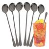 6P Black Coffee Spoon Stainless Steel Tableware Set Long Handle Ice Cream Dessert Teaspoon Picnic Drinkware Kitchen Accessories