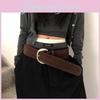 Vintage Y2k Wide Leather Belt With Silver Buckle For Retro Fashion Women