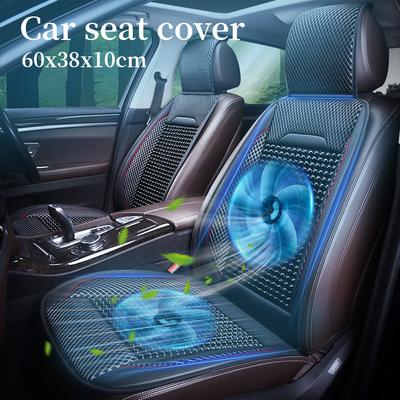 Car Wooden Bead Seat Cushion Summer Cool Leather Car Seat Cover Breathable Handmade Auto Seat Mat Pad Universal Auto Accessories