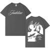 T-shirt Ritratto Dark Grunge Judeline a Doppia Faccia Streetwear Estetica Nera Unisex Oversize da Donna e Uomo