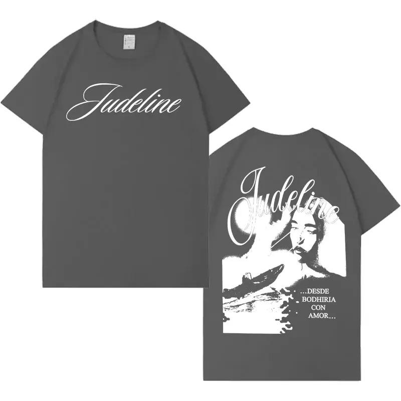 T-shirt Ritratto Dark Grunge Judeline a Doppia Faccia Streetwear Estetica Nera Unisex Oversize da Donna e Uomo
