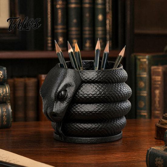 Gelstift-Halter 3D-gedruckter Schlangenform-Halter, Kreativer Schreibtisch-Organizer für Stifte Buntstifte Stifte Cuttermesser, Dunkler Stil Schreibwaren Glatt