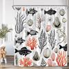 Nautical Cartoon Shower Curtain Tropical Fish Starfish Shell Seaweed Coral Underwater Bathroom Decoration Polyester Bath Curtain