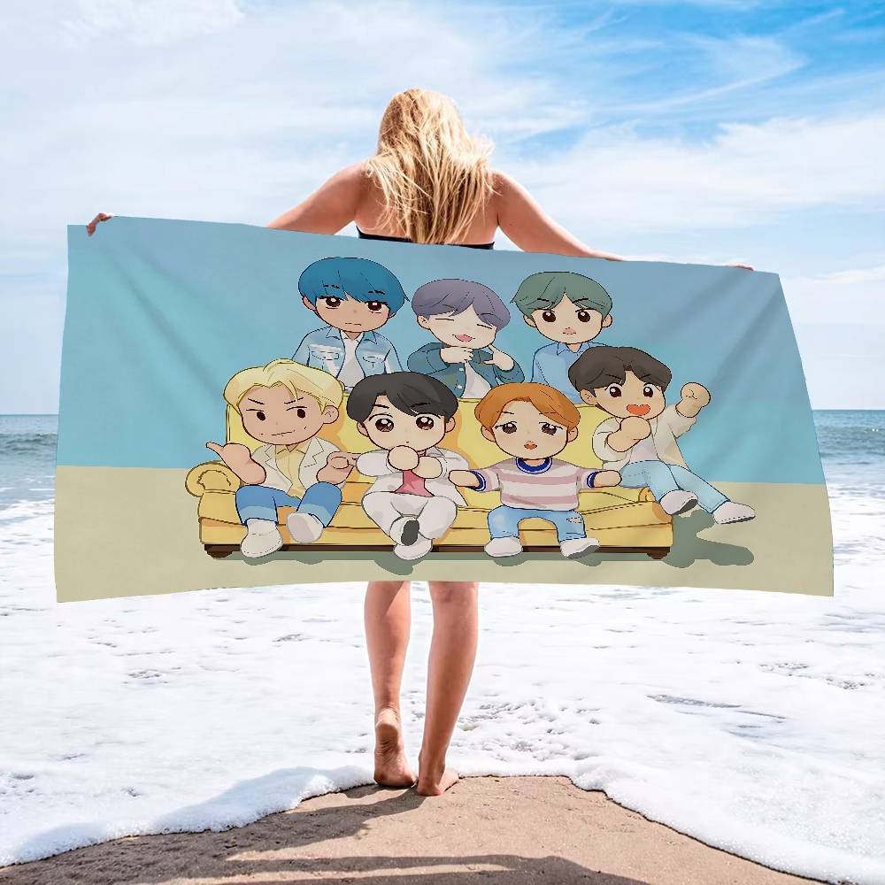 World-renowned Group B-Bts Kpop Microfiber Blanket Quick Drying Beach Towels Oversized Printing Absorbent Pool Towel Blanket