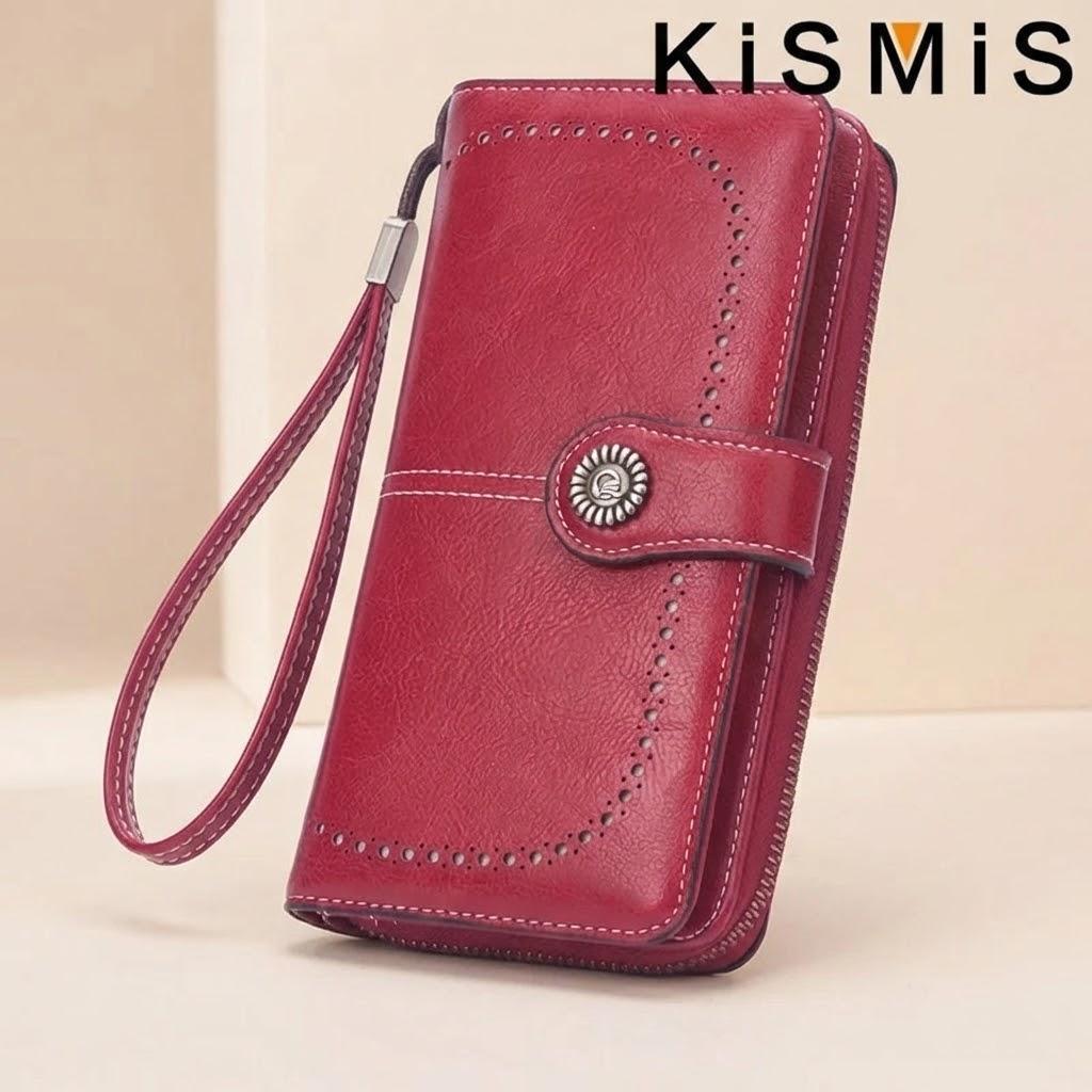 

Fashion Texture Women s Wallet High Quality RFID Anti Theft Leather Long Multi Card Wrist Bag червоний