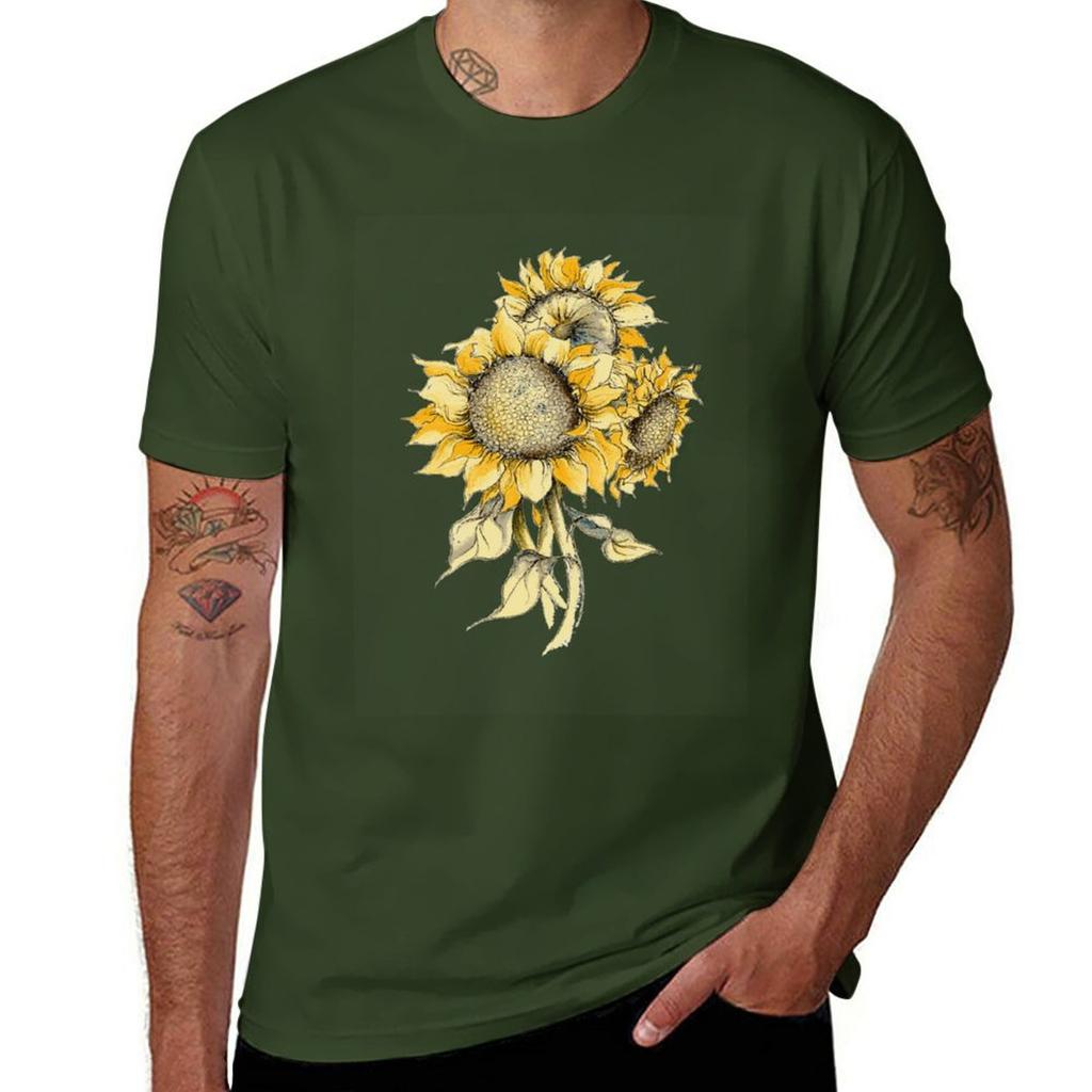 Yellow Sunflowers TShirt Cute Tops Blanks Designer T Shirt Men