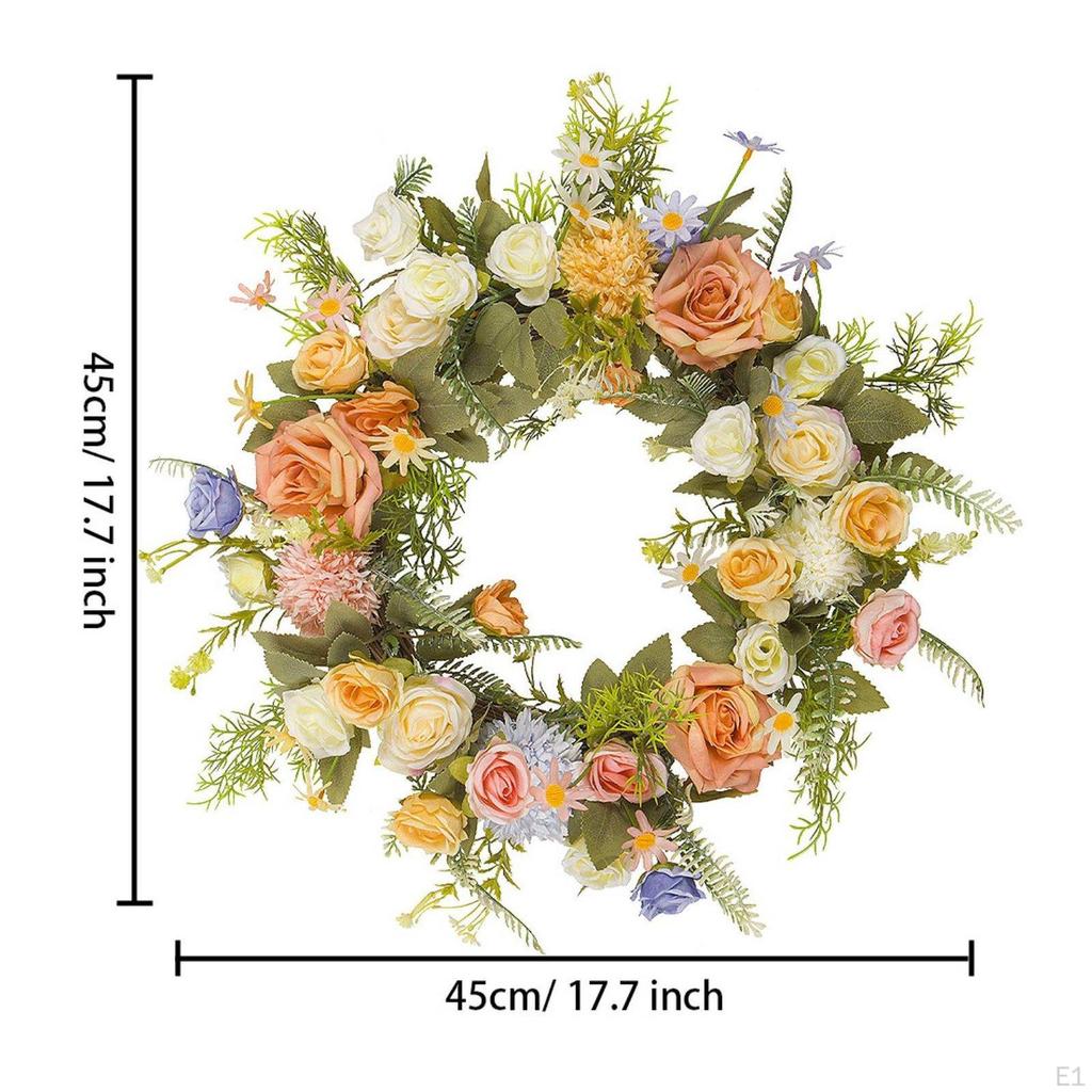 Summer Wreath Covered Outdoor Use Pink Rose Floral