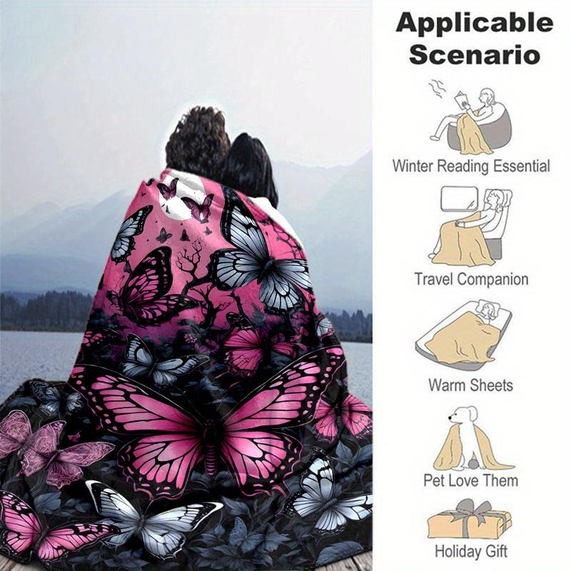 1pc. Fantasy Butterfly Moonlight Garden Blanket - Home Decor, Office Blanket, Outdoor Throw, Gift for All Seasonsz041713