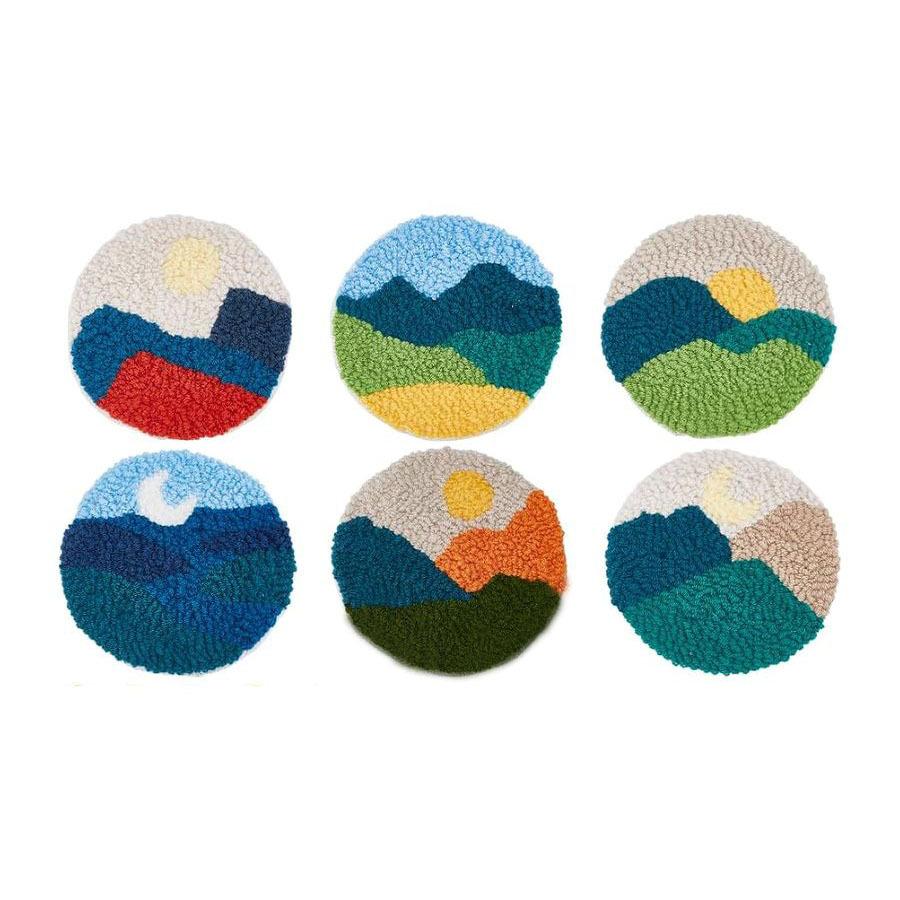 

6Pcs Sunrise and Moonset Pattern Coaster, Russian Stitch Embroidery, DIY Yarn Kit, Cross Stitch 10cm