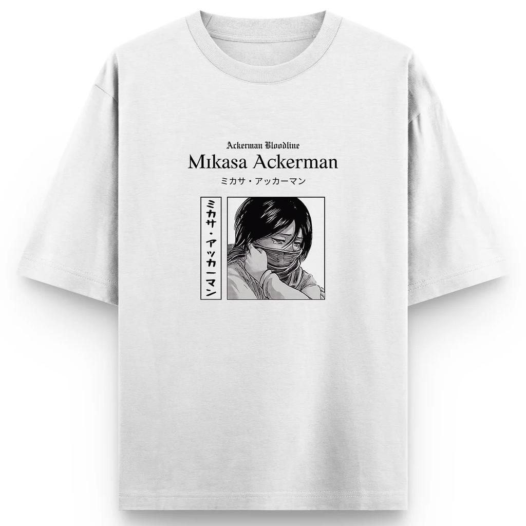 Attack on Titan Anime Mikasa Ackerman Printing Oversized Cotton Tshirt Men and Women Harajuku Casual Summer Absorb Sweat Tee