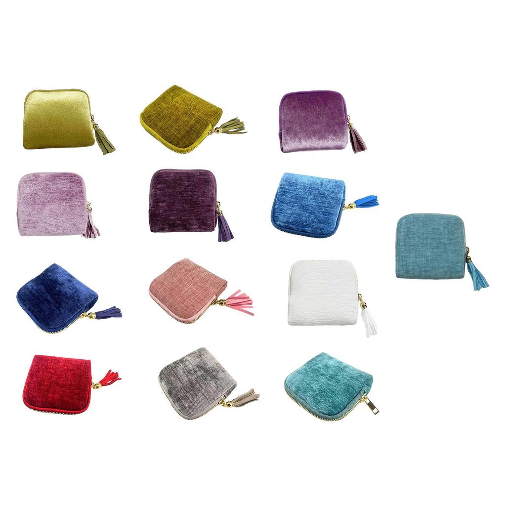 Case Organizer for Rings Bracelets Necklaces Earrings Velvet Chenille Tassel Zipper Storage Bag