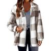 Fashionable Women's Plaid Lambskin Jacket With Pockets Button Plush Coat