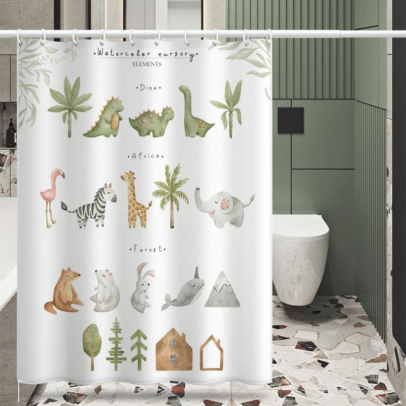 Bathroom Thickened Waterproof Curtain Mildew Proof Shower Curtain Shower Partition Curtain Shower Curtain Bathroom Curtain Free Perforation