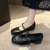 Fashion Women Ballet Flats Fashion Square Toe Pumps Female Mary Jane Shoes Soft Leather Slip-on Casual Shoes Office Lady Work Thin Shoes