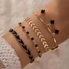 Bohemian Bracelet, Geometric Black Love Plane Chain 4-piece Ins Wind Bracelet for Women