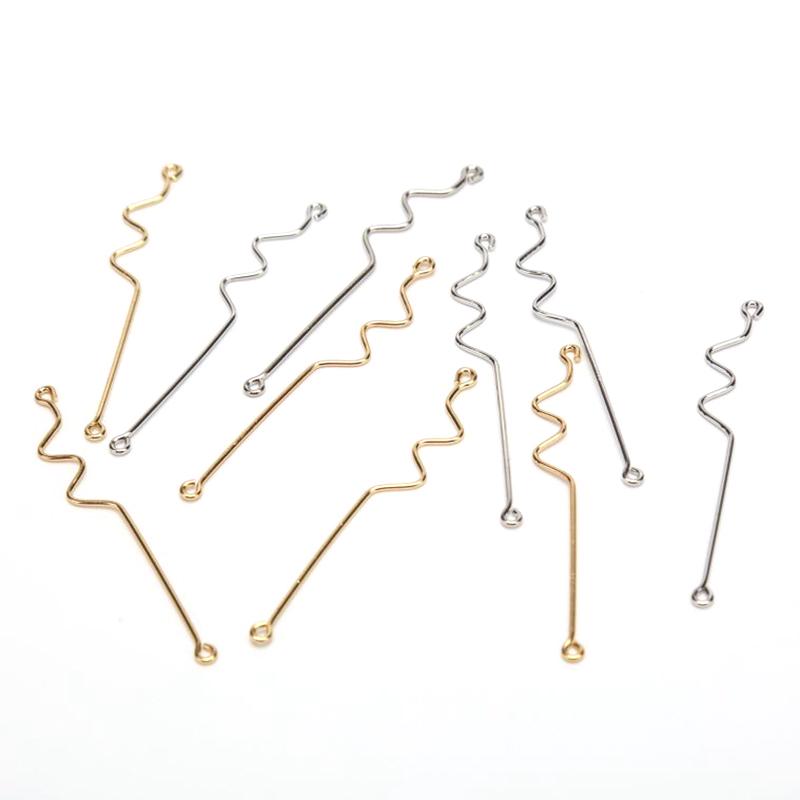 10Pcs/Set Copper Curve Connecting Rod Charms Diy Making Earrings Jewelry Crafts