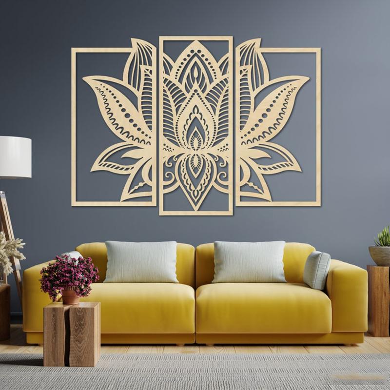 Große Mandala Wandkunst Dekor Laserschnitt Pfirsichholz Hängendes Gemälde Einweihungsgeschenk Für Wohnzimmer Innendekoration