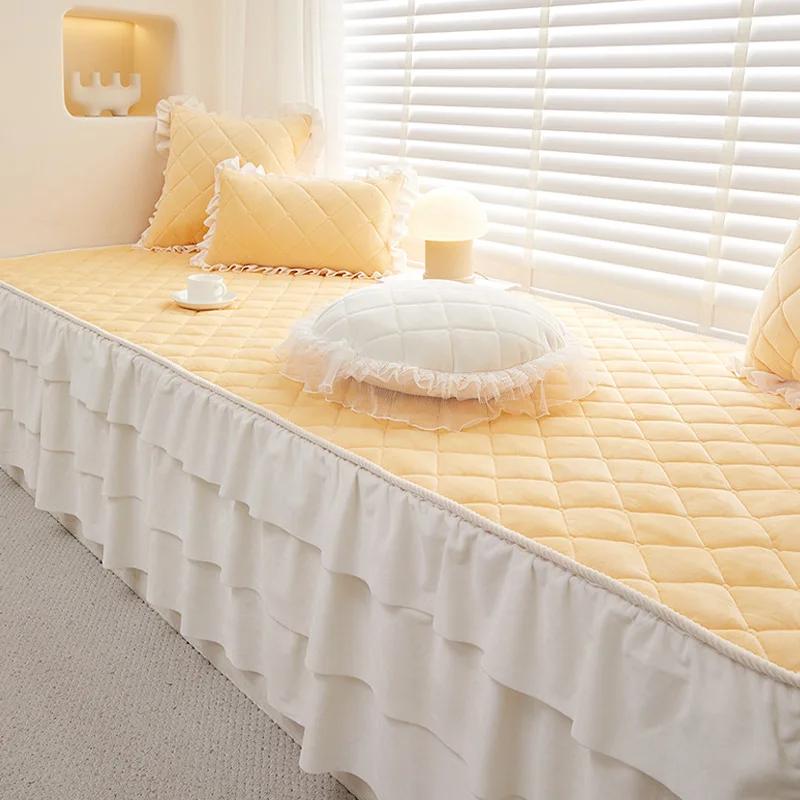 Princess Style Solid Color Bay Window Cushion 2025 New Four All Seasons Universal Bedroom Balcony Tatami Anti slip Sponge Mat