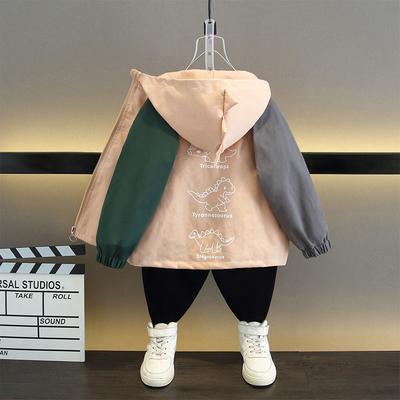 Kinder Freizeitjacke 2025 Frühling und Herbst Jungen Mode Kapuzen Cartoon Dinosaurier Jacke