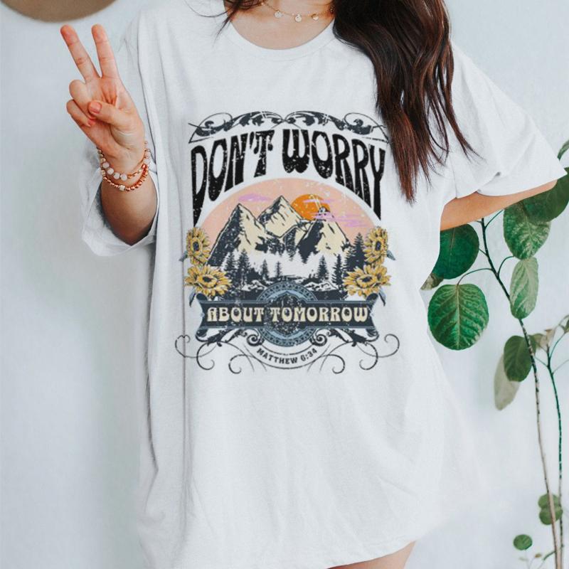 Mountain Print Vintage Bible Verse TShirts Ladies Trendy Religious Christian T Shirt Retro Jesus Faith Tees Top Unisex Clothing