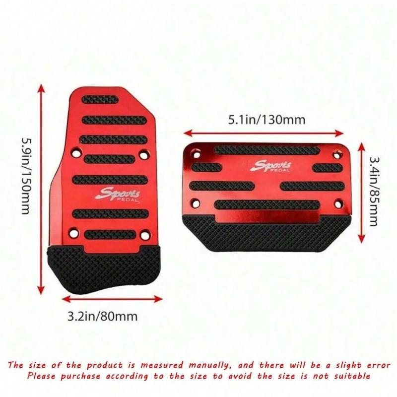 2pcs Car Universal Brake & Accelerator Pedal Set one-size красный