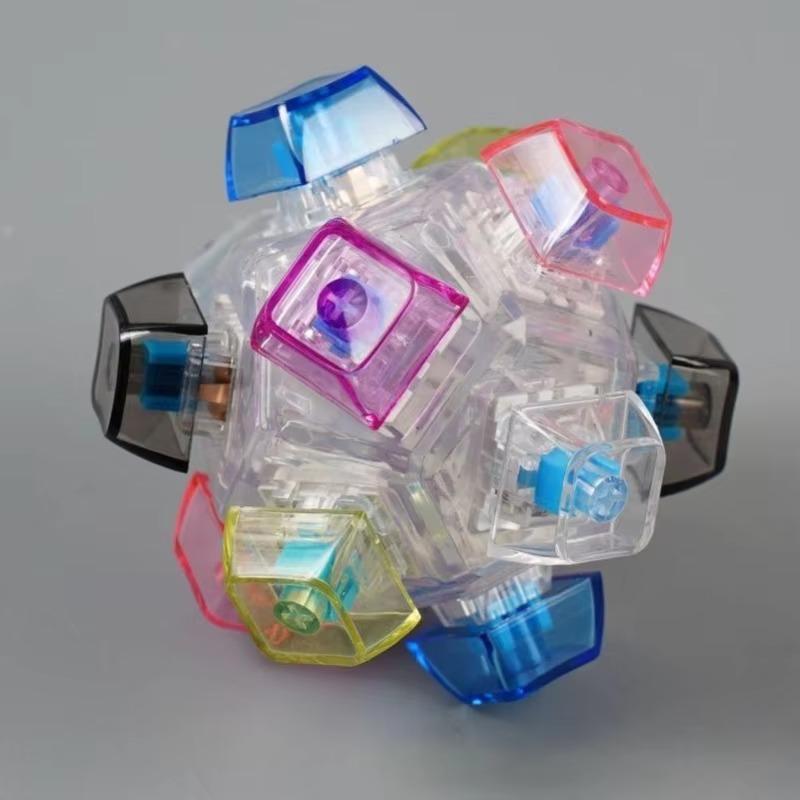 12 Key Flashing Light Rubik's Cube Ball Decompression Button Keyboard Ball Fingertip Press Button Tester Toy