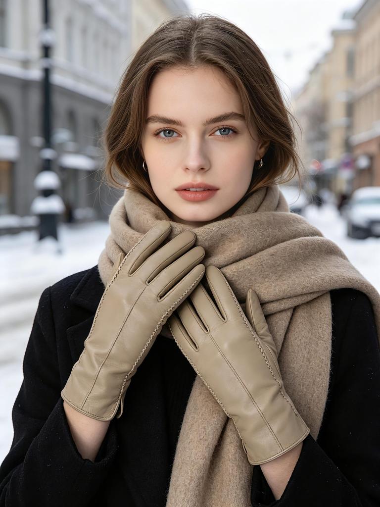 Fashion Women's Gloves Color Sheepskin Winter Warm Thin Touch Screen Gloves High Quality