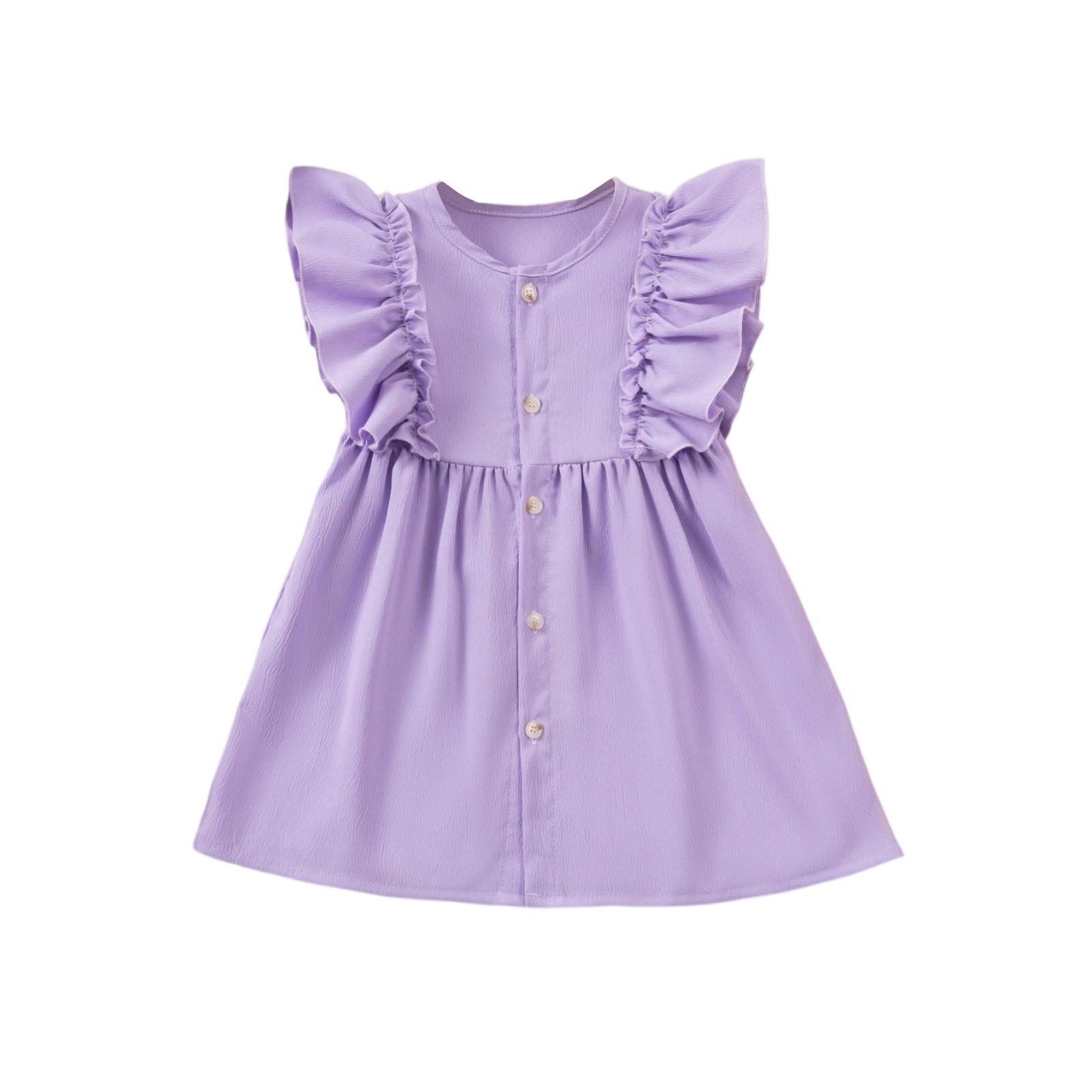 

Платье с рукавами-воланами для девочек - Летний сарафан с оборками 120 фиолетовый