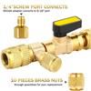 Small Ball Valves Core Extractor Kit Includes Brass Adapters Sealing Washers for R410A R22 32 Refrigerants Ports Use