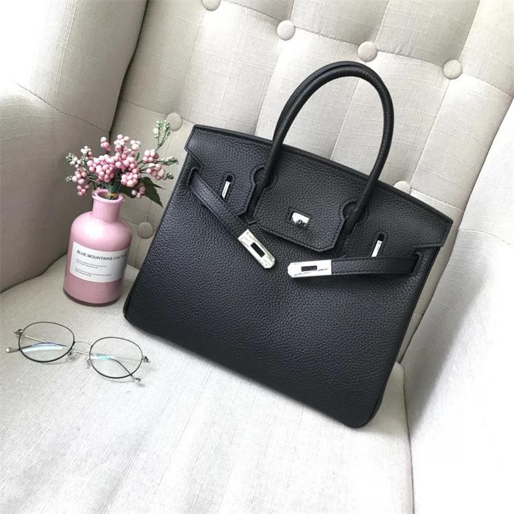 Mode erste Schicht Rindsleder Togo Platin Tasche Damen Silberne Schnalle High-End Handtasche Vielseitige Schulter Umhängetasche
