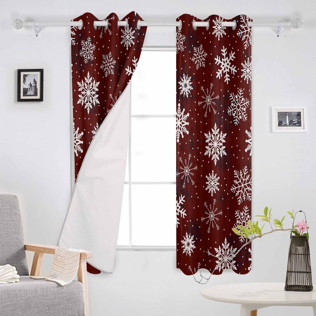 Cortinas Blackout de Natal de Inverno com Flocos de Neve Para Sala de Estar Quarto Tratamento de Janela Persianas Cortinas Cortinas de Cozinha