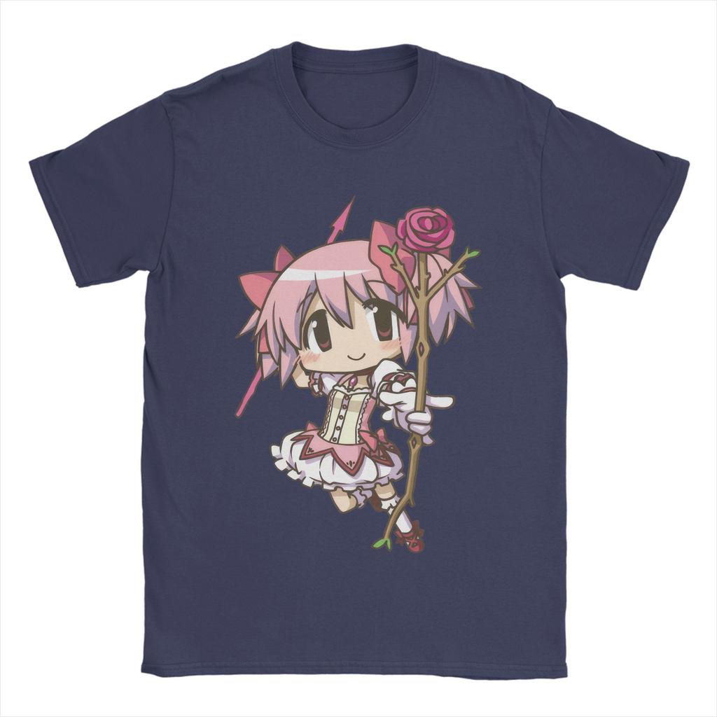 Novelty Mahou Shoujo Madoka T-Shirts for Men Crewneck Cotton T Shirts Madoka Magica Anime Short Sleeve Tee Shirt Clothes