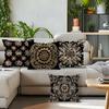 Home Decor Elegant Black And Gold Mandala Pattern Pillows Pattern Cushion Cover Suitable For Sofa Bedroom Car Pillow Cover